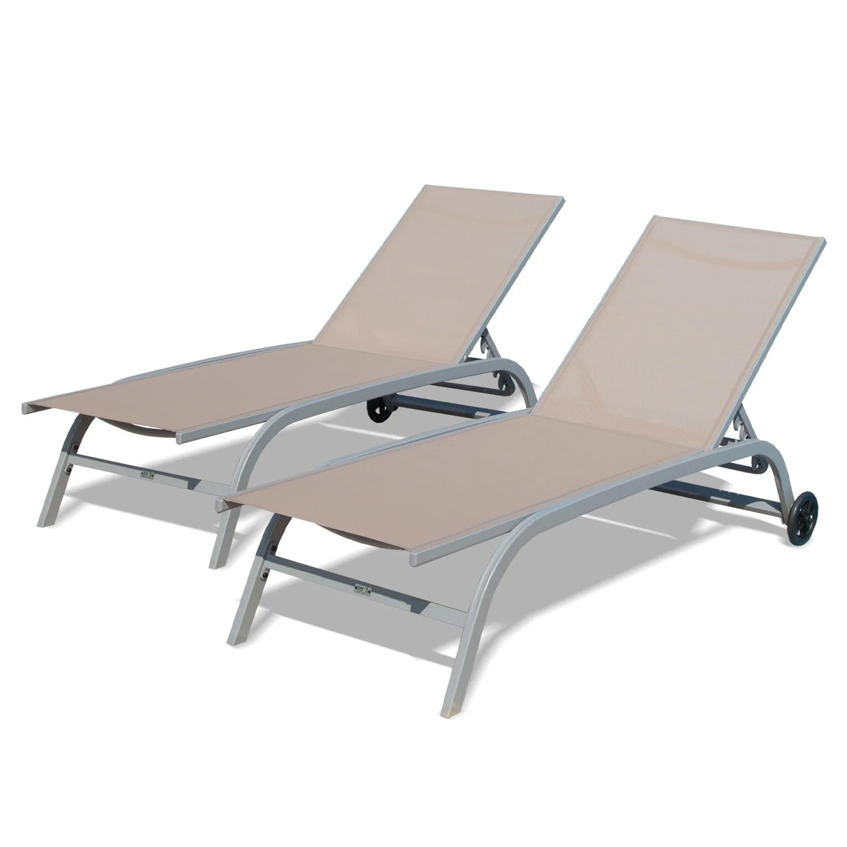 Outdoor Chaise Lounges With Adjustable Backrests Khaki - Furniture Home Direct