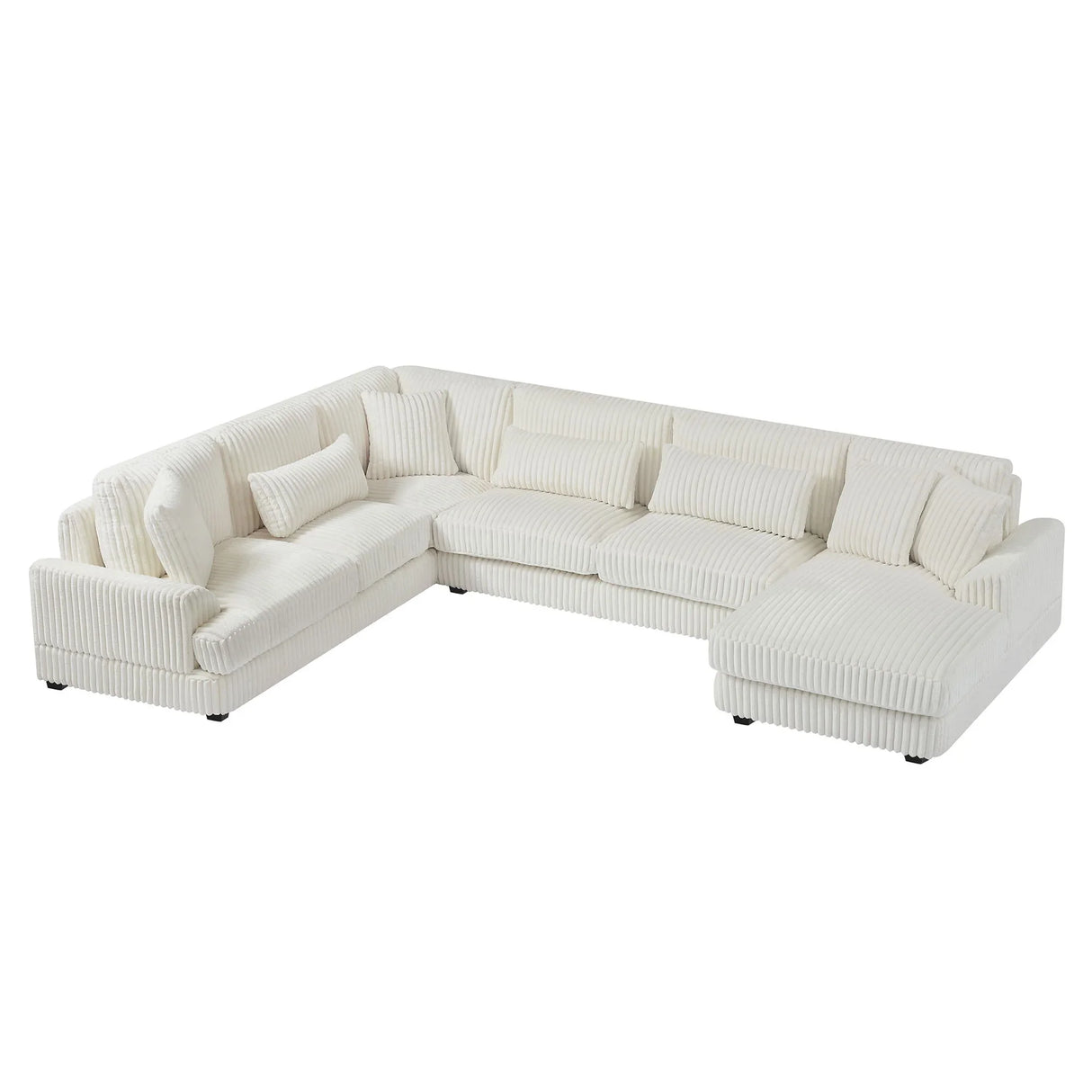 Oversized Sectional Sofa U - Shaped Sofa Couch Modern Sofa Upholstered In Soft Corduroy With A Chaise Lounge For Living Room - Furniture Home Direct