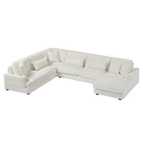 Oversized Sectional Sofa U - Shaped Sofa Couch Modern Sofa Upholstered In Soft Corduroy With A Chaise Lounge For Living Room - Furniture Home Direct