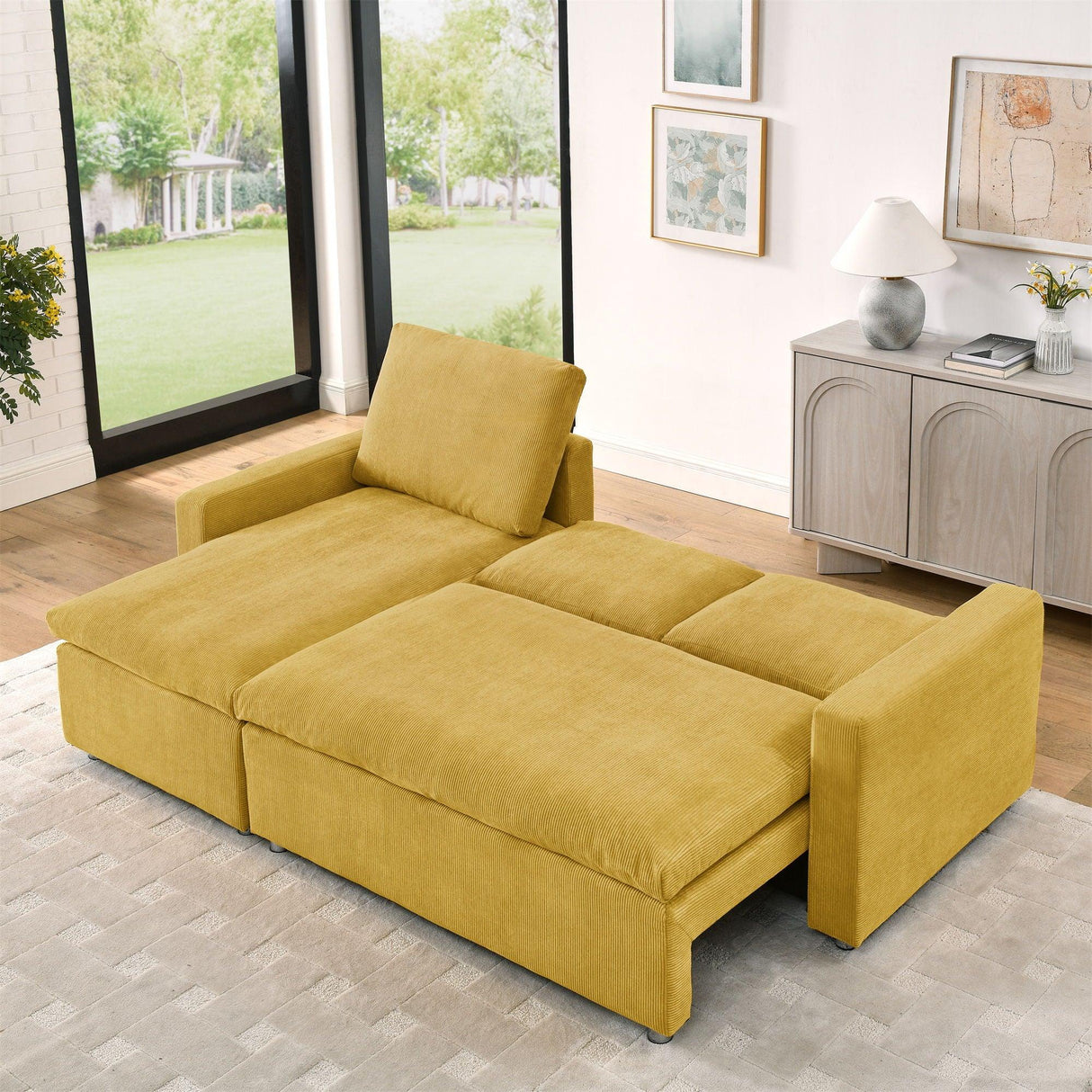 Convertible L Shaped Sleeper Sofa Bed With Reversible Chaise And Storage - Furniture Home Direct