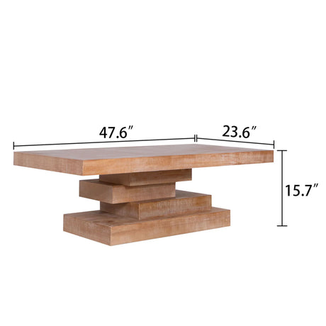 Modern Rustic Coffee Table, Rectangular Center Table For Living Room - Natural Wood Wash / Rustic - Furniture Home Direct