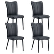 Modern Chair Set 4 Pieces With Vertical Backrest Design For Kitchen And Living Rooms - Black - Furniture Home Direct