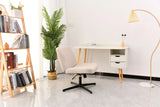 Cross Legged Office Chair, Wide Comfty Desk Chair, Vanity Home Chair No Wheels Armless Computer Task Chair, Swivel And Height Adjustable - Beige - Furniture Home Direct
