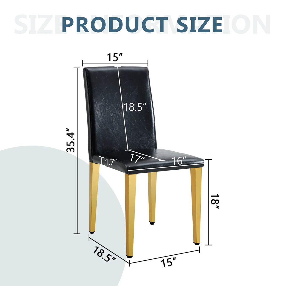 Dining Chairs Four Modern PU Leather Gold Legs Black - Furniture Home Direct