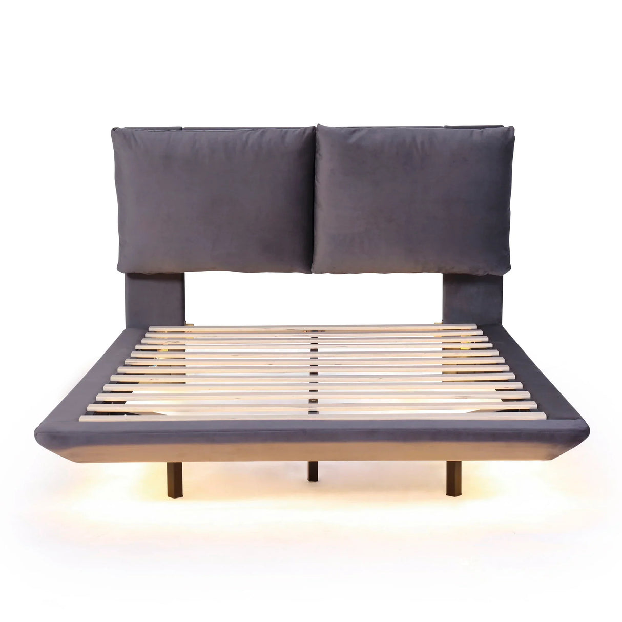 Upholstered Platform Bed With Sensor Light And 2 Large Backrests, With 2 Sets Of USB Port And Socket On Each Rear Bed Leg - Furniture Home Direct