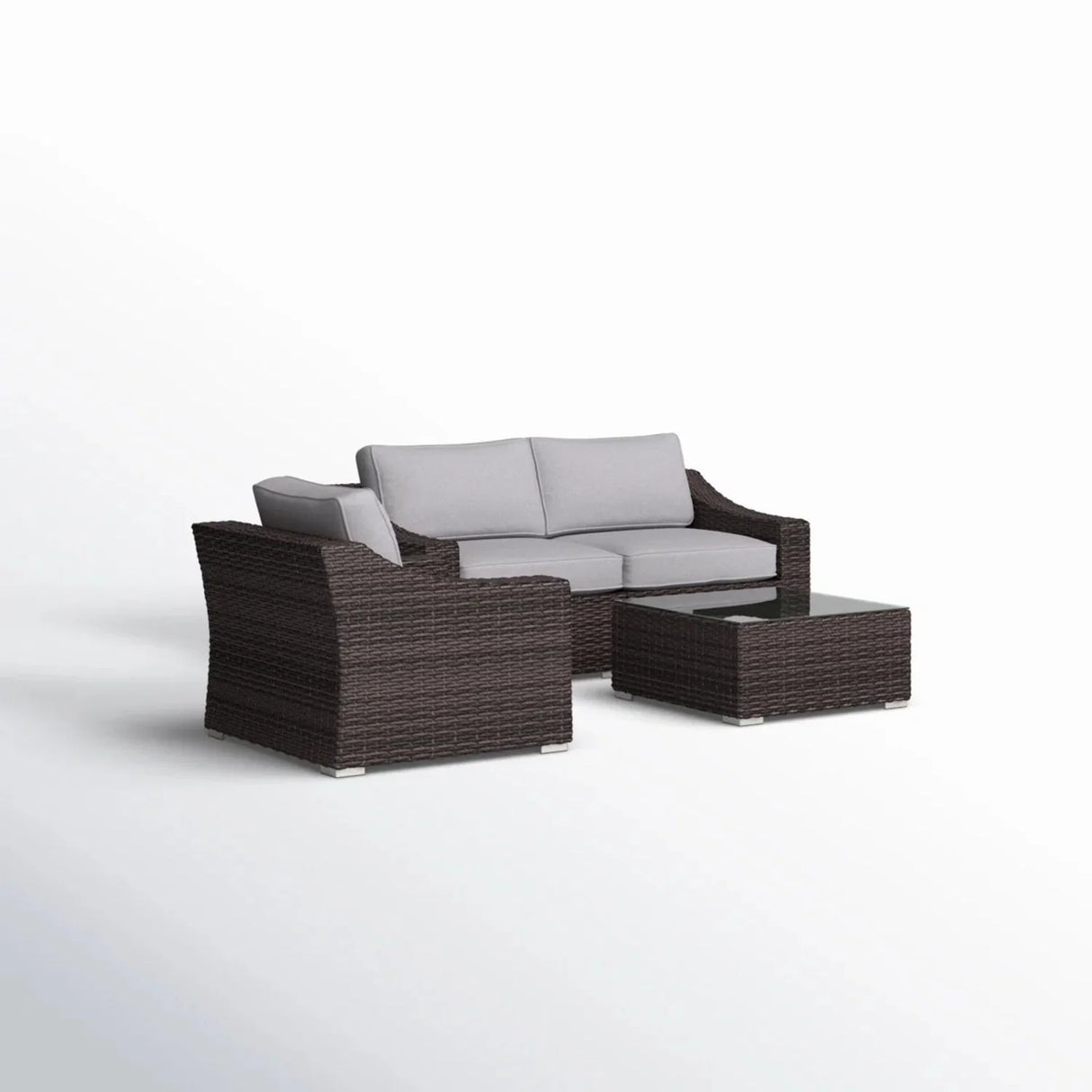 Outdoor Wicker Conversation Set With Cushions, All Weather - Furniture Home Direct