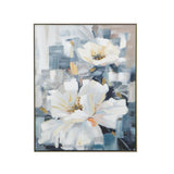 Large Rectangle Framed Wall Art Flower Canvas Print, Home Decor For Living Room Kitchen Foyer Office - Blue - Furniture Home Direct