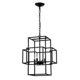4 Light Metal Lantern Tiered Pendant Hanging Light Fixtures, Industrial Farmhouse Adjustable Height Chandeliers For Dining Room Hallway Foyer Entryway (E12 Bulbs Not Included) - Furniture Home Direct