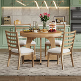 Dining Set Round Wood Table With Ladder Back Chairs Natural - Furniture Home Direct