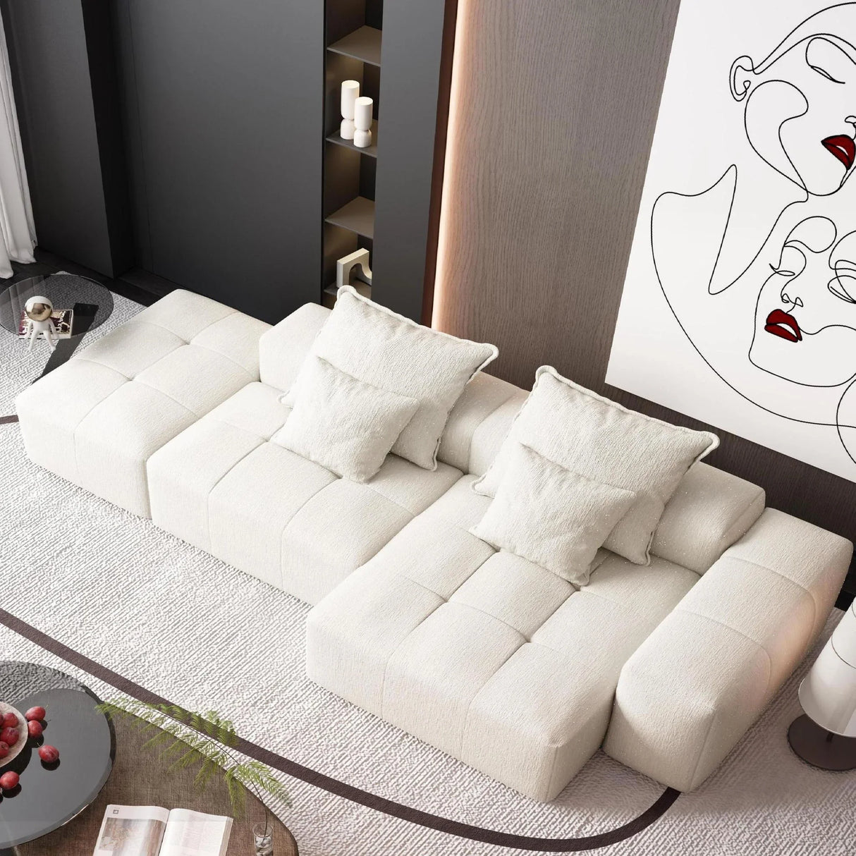 Modern Oversized Diy Combination Modular Sectional Sofa With Pillows - Furniture Home Direct