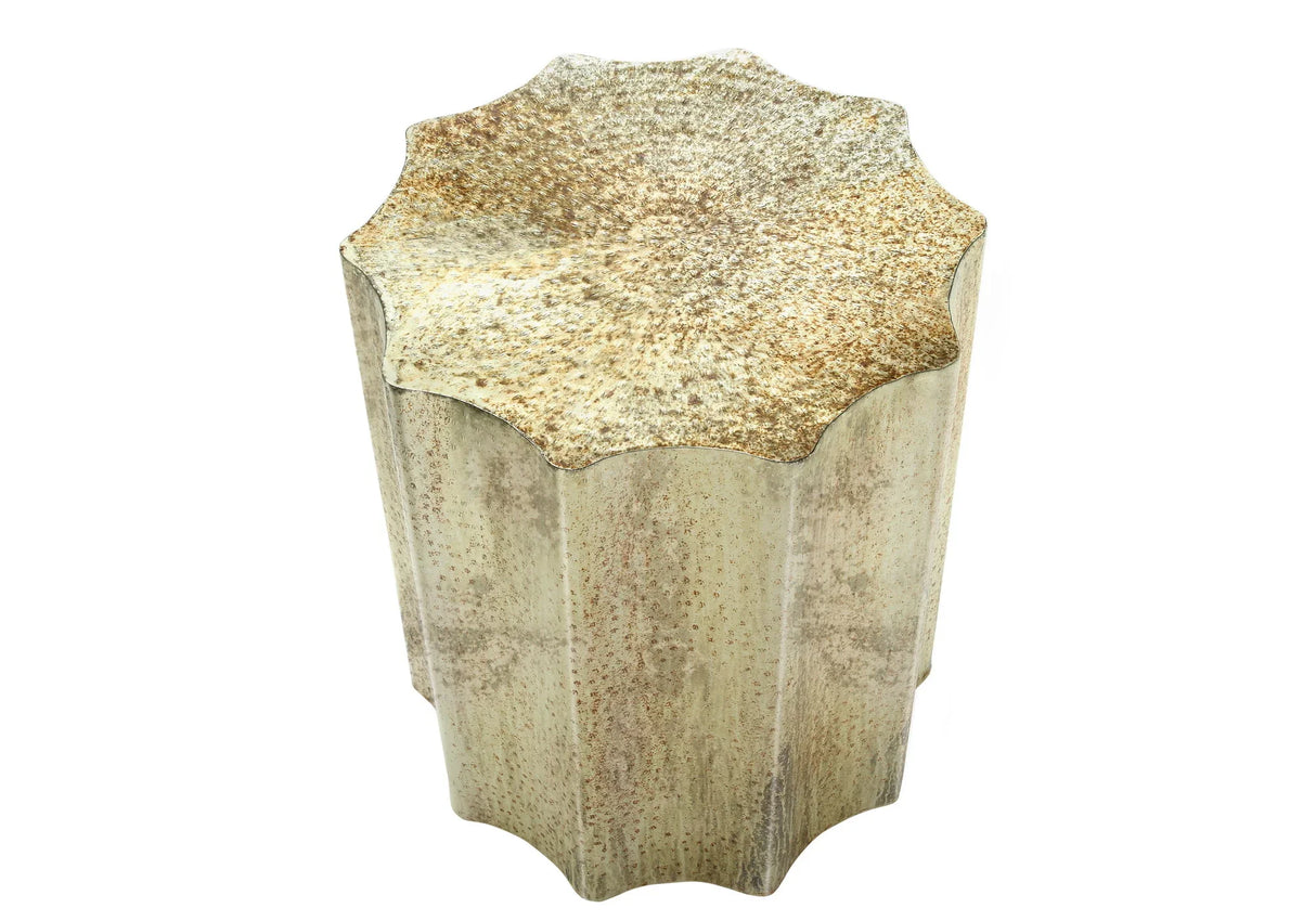 Drum Accent Side Table, Stylish Scalloped Design - Furniture Home Direct