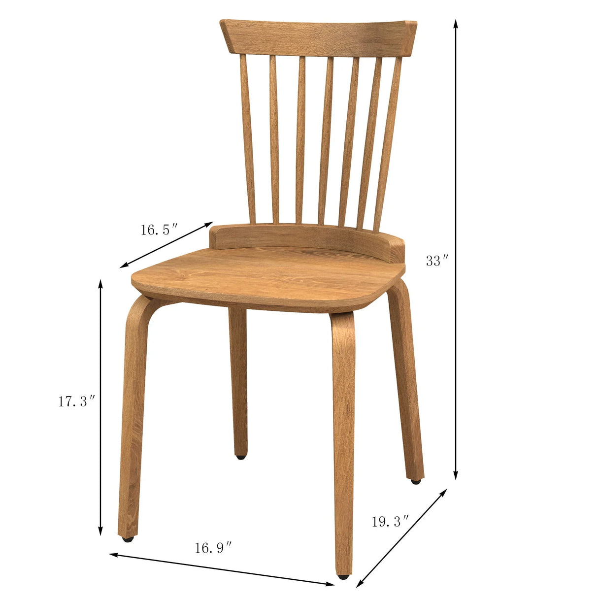 Solid Wood Slat Back Windsor Chair (Set of 2) - Furniture Home Direct