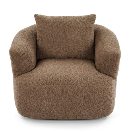 360° Swivel Barrel Sofa Chair With Throw Pillow, Chenille Upholstered Accent Chair - Furniture Home Direct