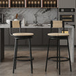 Counter Stool Swivel Farmhouse Style Woven Seat Beige - Furniture Home Direct