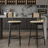 Counter Stool Swivel Farmhouse Style Woven Seat Beige - Furniture Home Direct