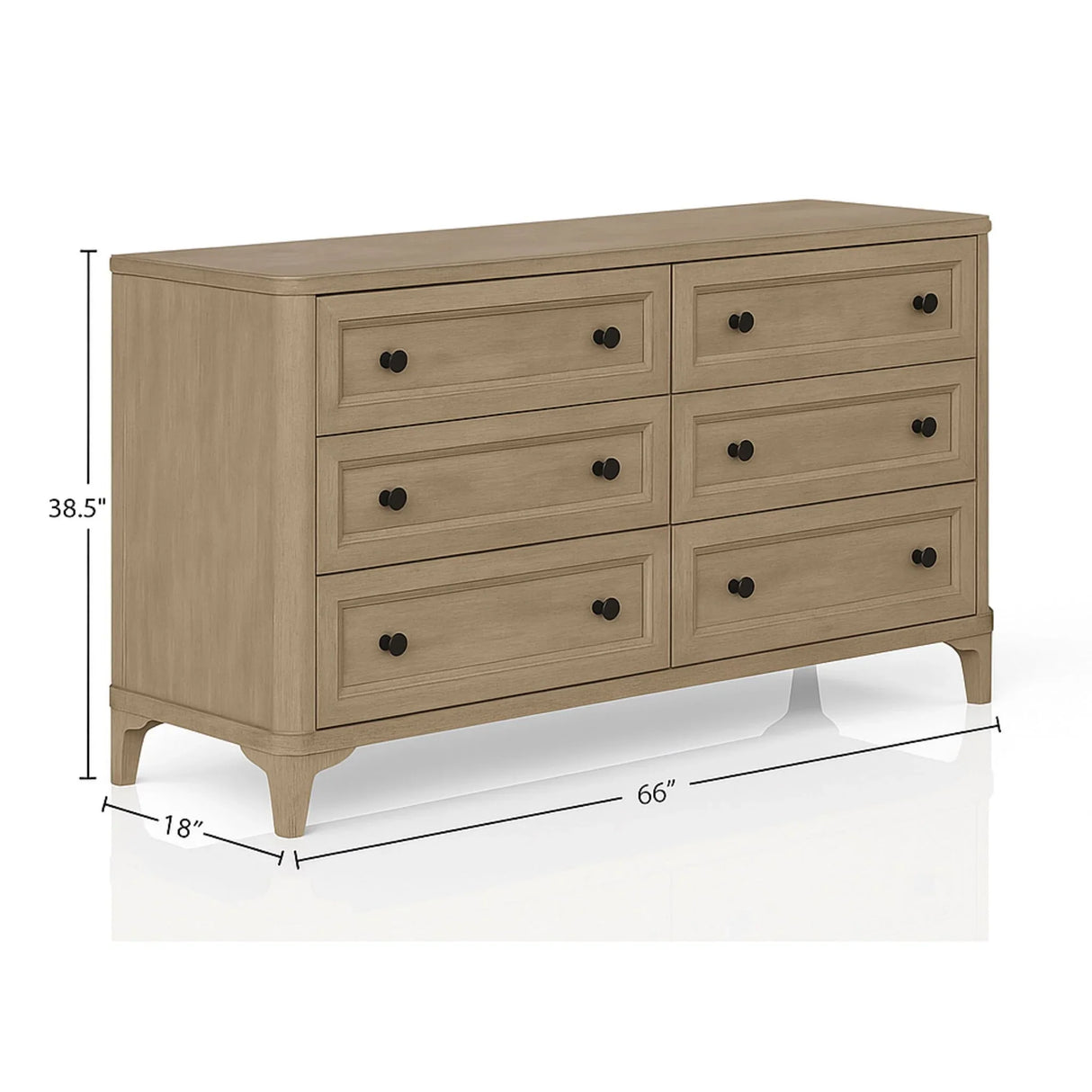 Modern 6 Drawer Dresser - Sand - Furniture Home Direct