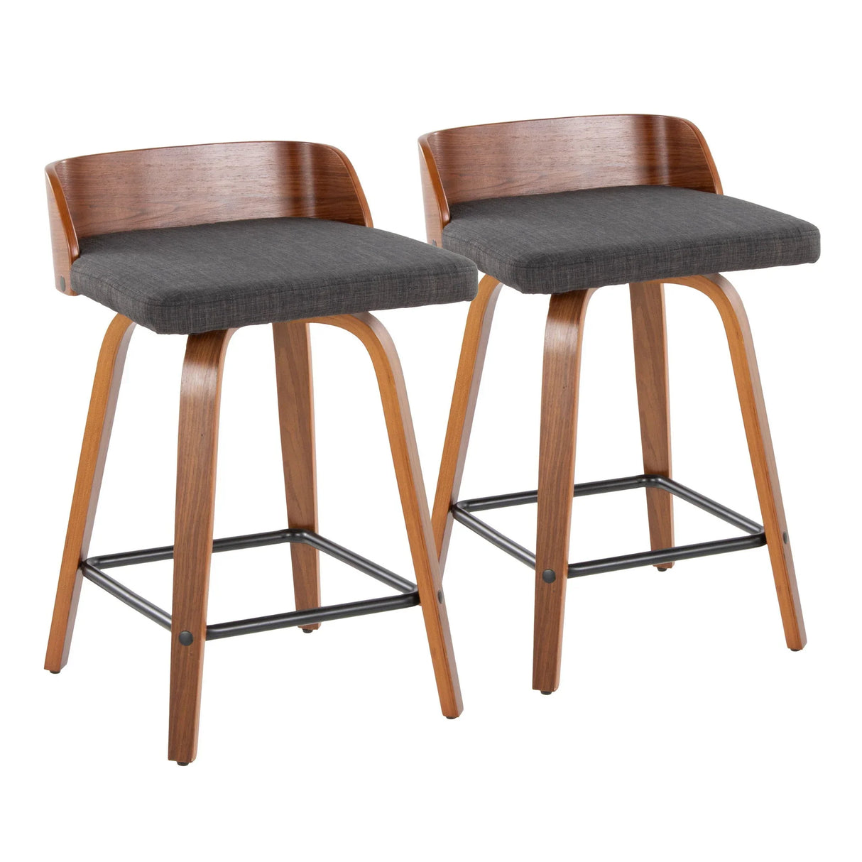 Maya - Mid Century Modern Fixed Height Counter StoolSwivel And Square Footrest (Set of 2) - Furniture Home Direct