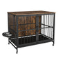 Modern Kennel Dogs Room Up To 60 Lb, Dog Crate Furniture With Multi-Purpose Rremovable Ttray, Double-Door Dog House, Lift Panel, 360 Degree Rotation, 3 Height Adjustable Feeding Bowls - Furniture Home Direct