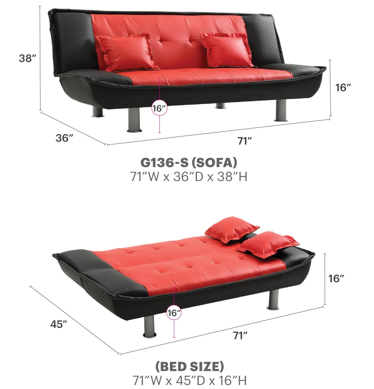 Lionel - Modern Design Sofa Bed - Black - Furniture Home Direct