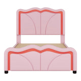 Upholstered Platform Bed & Curve Shaped And Height Adjustable Headboard, LED Light Strips - Furniture Home Direct