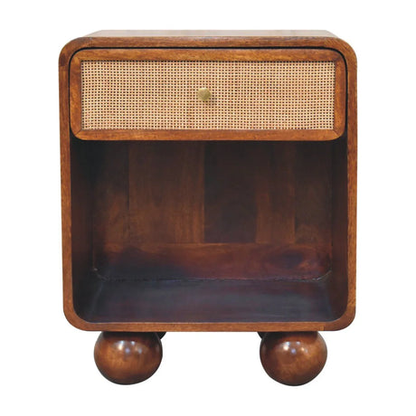Open Woven Bedside Table, 1 Drawer - Chestnut - Furniture Home Direct
