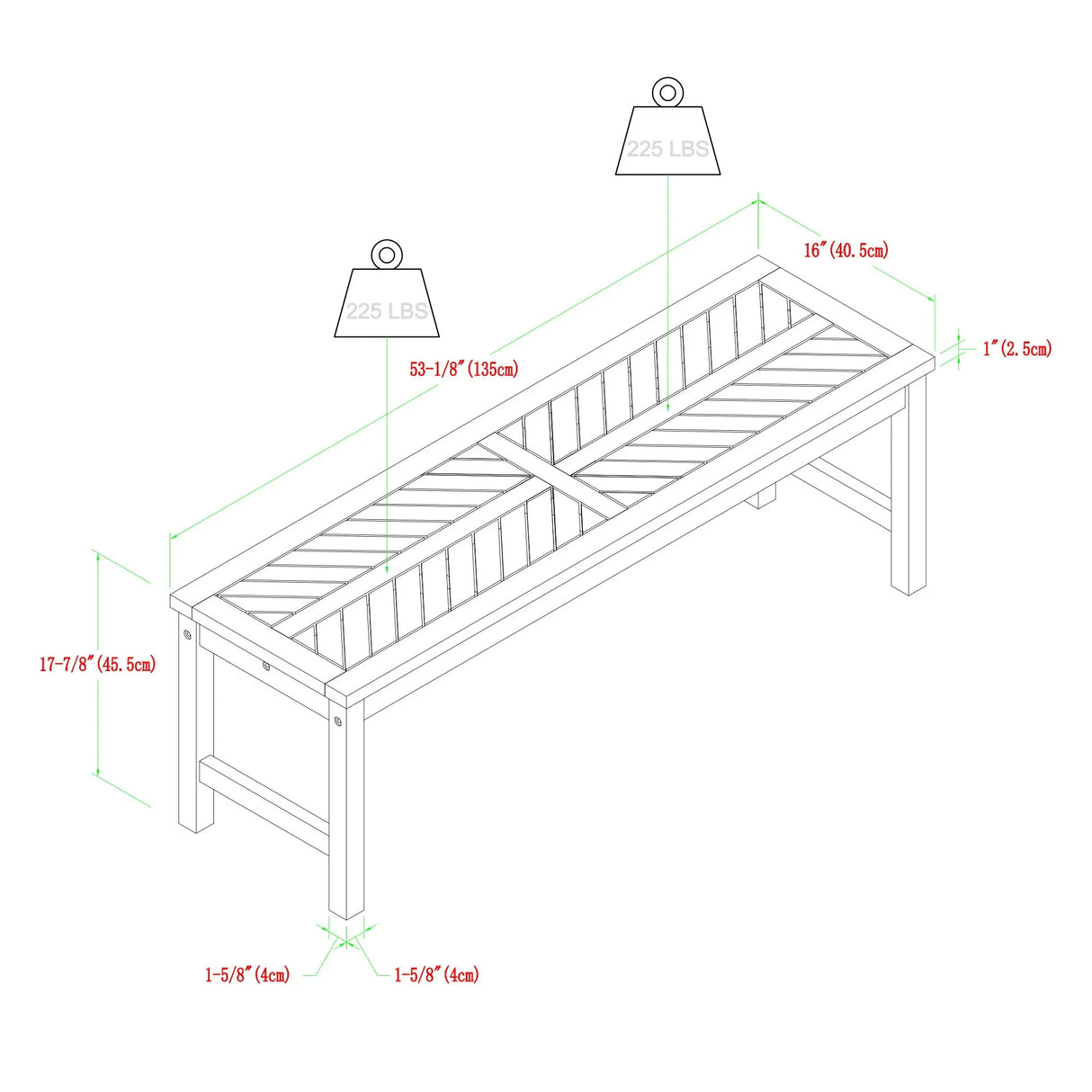 Modern Slat Top Solid Wood Patio Bench - Furniture Home Direct