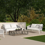 Rowan - Rope Barrel Back Patio Conversation Loveseat Sofa - Optic White - Furniture Home Direct