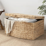 Rectangular Curve Water Hyacinth Woven Wicker Trunk With Handles For Clothes Toys Magazines And Book Storage - Natural / Light Brown - Furniture Home Direct