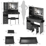 Vanity Desk With Cushioned Stool And Mirror Set Black - Furniture Home Direct