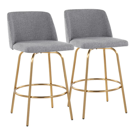Toriano - Contemporary, Fixed Height Counter Stool With Swivel With Round Footrest (Set of 2) - Furniture Home Direct