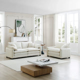 Modern Corduroy Loveseat and Chair - Beige - Furniture Home Direct