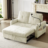 Modern Loveseat Pull Out Sofa Bed With Adjustable Backrest, Two Cup Holders, A Phone Holder, Three Charging Ports And Side Storage Pockets For Living Room - Furniture Home Direct