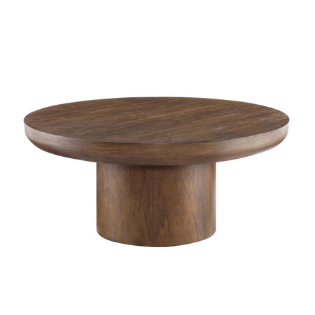 Round Coffee Table With Cylindrical Leg Dark Brown - Furniture Home Direct