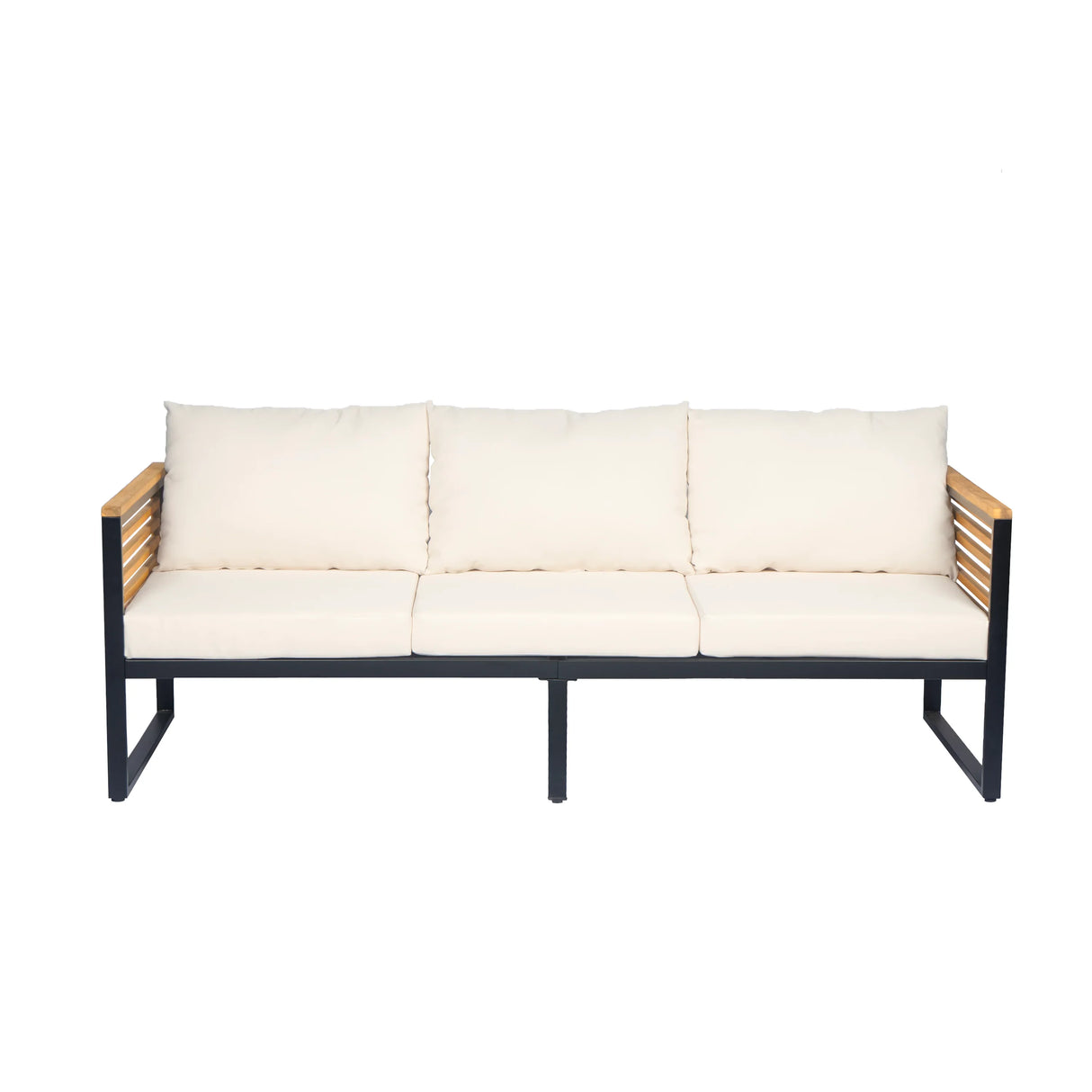 3-piece Outdoor Acacia Wood and Metal Patio Set - Furniture Home Direct