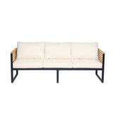 3-piece Outdoor Acacia Wood and Metal Patio Set - Furniture Home Direct