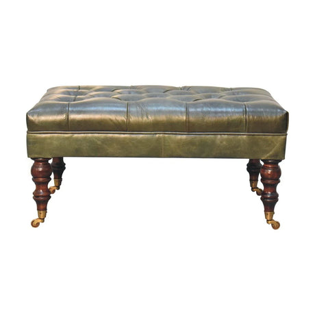 Buffalo - Leather Ottoman With Castor Legs - Furniture Home Direct