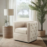 Swivel Chair With Tufted Barrel Design And Nailhead Accents - Furniture Home Direct