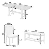 Topmax - 6 Piece Farmhouse Extendable Dining Table Set Trestle Kitchen Table Set With Removable Leaf And Upholstered Dining Chair And Bench For Dining Room - Furniture Home Direct