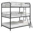 Triple Bunk Bed, Full Size With Sturdy Metal Frame And Safe Stairs - Black - Furniture Home Direct