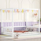 Canopy Frame Floor Bed With Fence, Guardrails - Furniture Home Direct