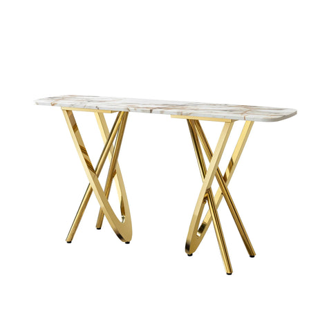 Contemporary Marble Pattern Top Table With Stainless Steel Base - Furniture Home Direct