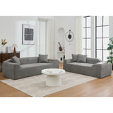 2 Piece Boucle Cloud Living Room Set with 2 Trays - Dark Gray - Furniture Home Direct