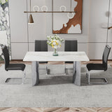 Dining Table Modern Faux Marble Top Chrome Base White - Furniture Home Direct