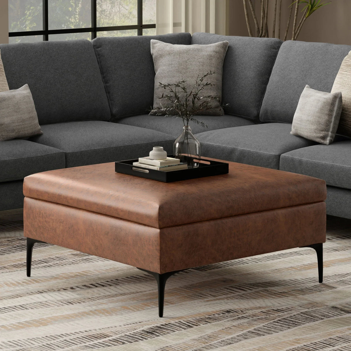 Rebecca - Multifunctional Coffee Table Storage Ottoman With Lift Up Lid - Furniture Home Direct