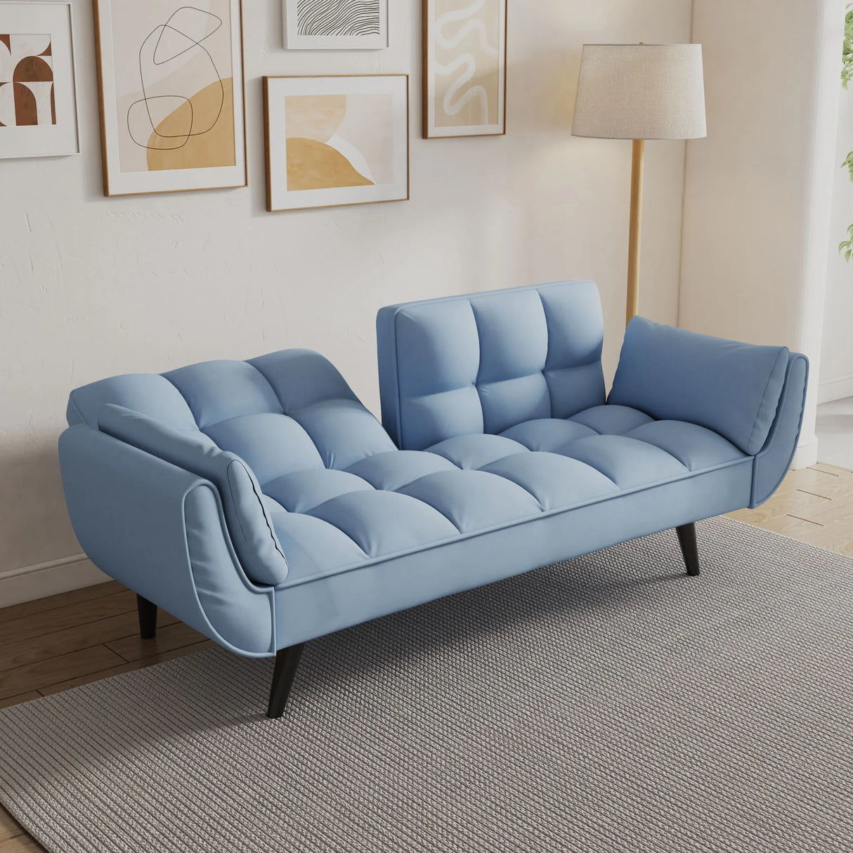 Sofa Soft Two Armrests Throw Pillow Pillow Comfortable Fit Apartment Bedroom Small Space - Furniture Home Direct