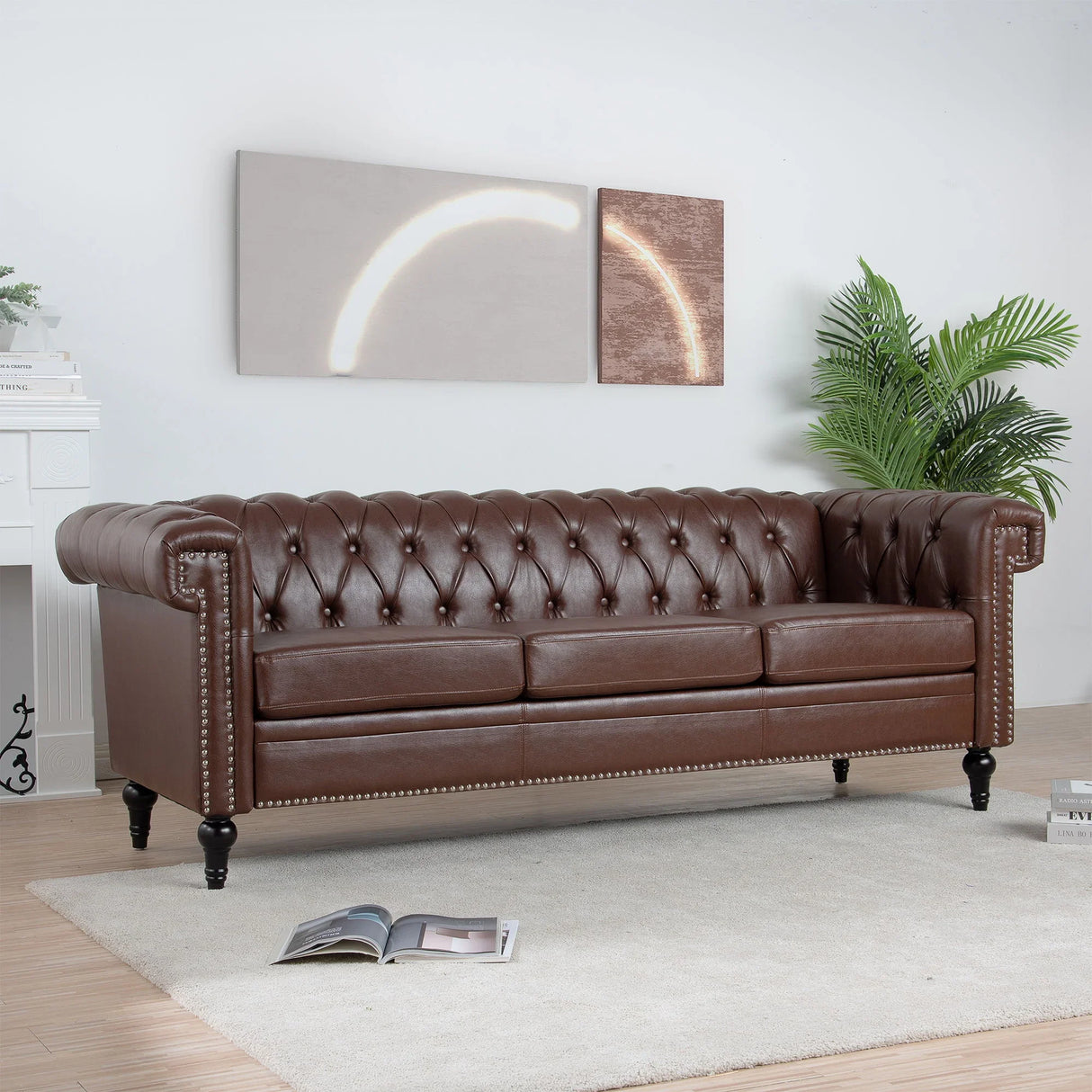 Traditional Square Arm Removable Cushion 3 Seater Sofa - Furniture Home Direct