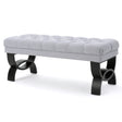 Bench Tufted Cushion with Arched Black Legs Light Grey - Furniture Home Direct