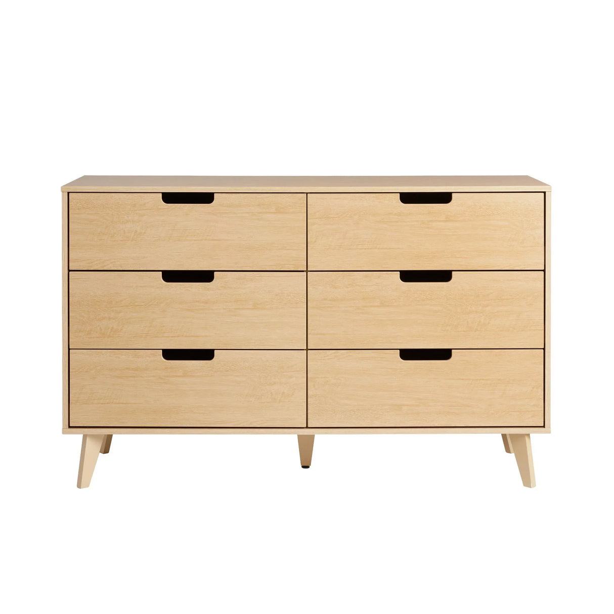 Mid-Century Hans 6 Drawer Dresser With Cut-Out Handles - Furniture Home Direct