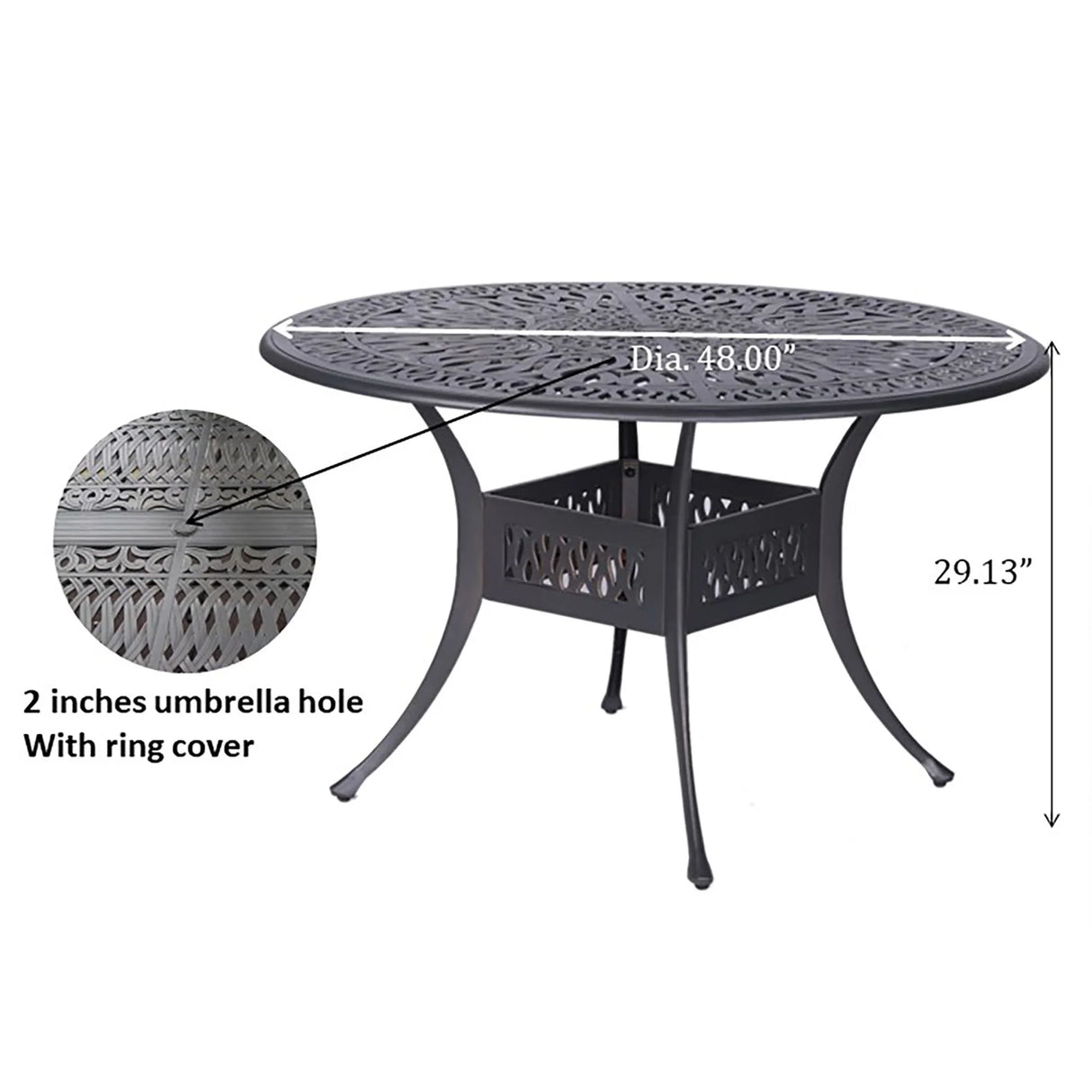 Round 48.03" Long Aluminum Dining Set With Cushions - Furniture Home Direct