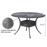 Round 48.03" Long Aluminum Dining Set With Cushions - Furniture Home Direct